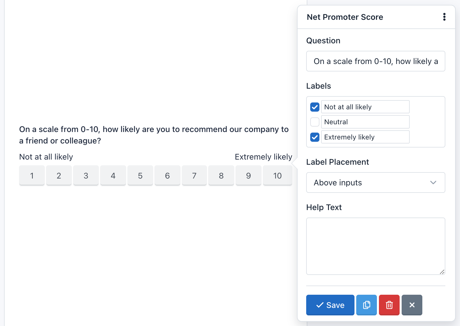 Easy Forms - Form Builder - Net Promoter Score (NPS)